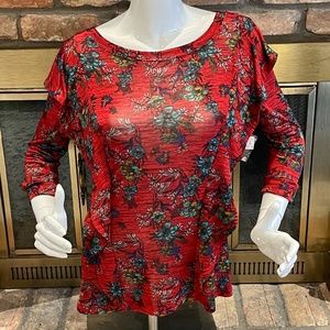 Free People Red Combo Top. Sz Medium?  NWT!